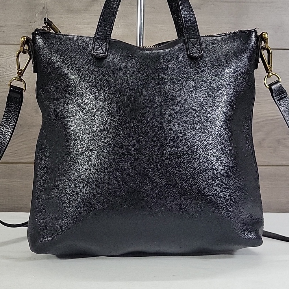 Madewell Small Black Leather Tote Crossbody Bag - Picture 2 of 13